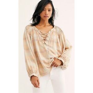 Free People Cloudbreaker Plaid Tunic Blouse Size S